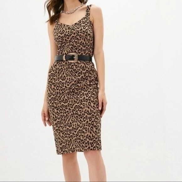 Vestido Banana Republic Hasta la Rodilla Leopardo Ajustable Mob Esposa Fiesta Preppy 2