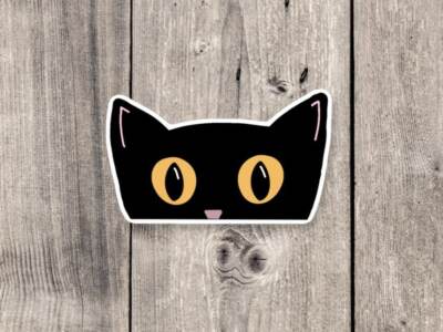 Black Cat Vinyl Sticker - Halloween Decor for Kids