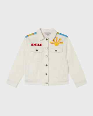Stella McCartney Kids Girl's Rainbow Smile Printed Gabardine Jacket ($250) w/tax