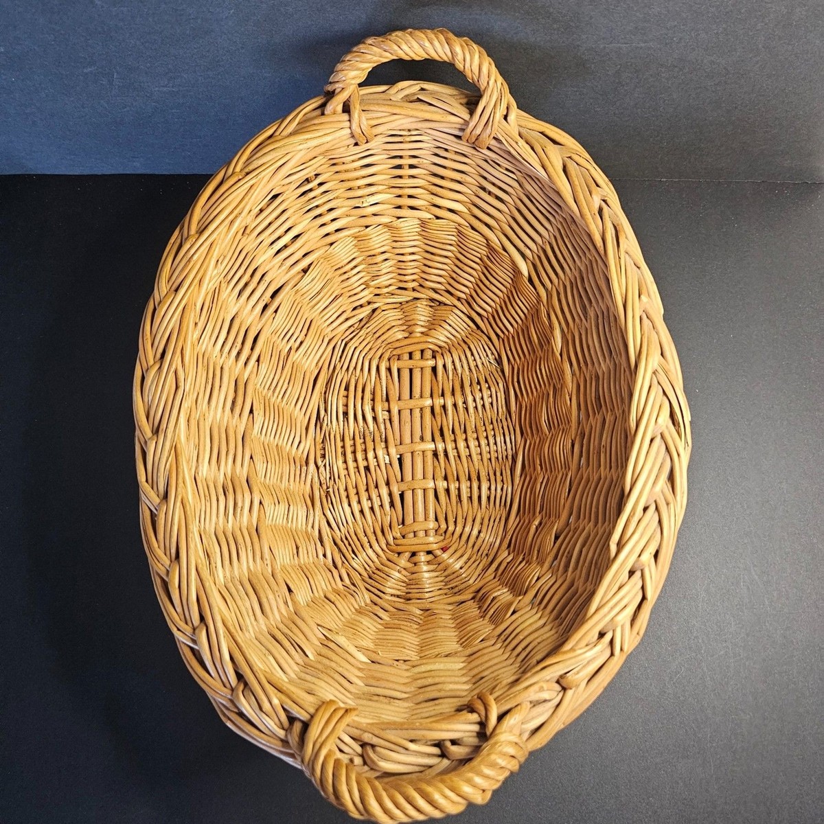 Vintage Woven Wicker Basket w Handles, Made in Yugoslavia 15
