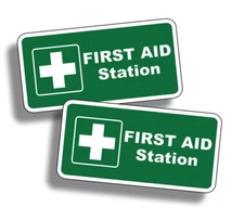 First Aid Station Sticker 1st Rescue Safe Safety Decal Fire GREEN Health 911 