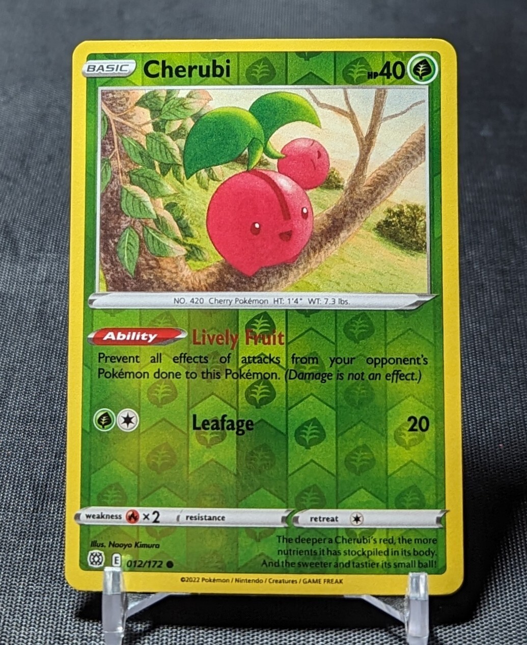 Cherubi Common Reverse Holo Grass 2022 Brilliant Stars Pokemon TCG Card 012/172
