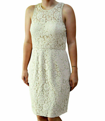 Donna Morgan Harlow Illusion Neck Lace Short Women's Dress Fawn : 8