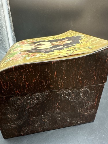 Antique Victorian Celluloid Cuffs And Collar Dresser Box W/FOUR ANTIQUE COLLARS - Foto 8 di 18