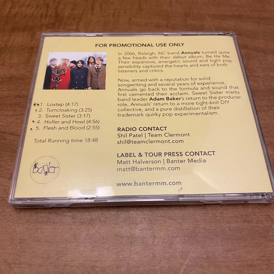 Annuals - Sweet Sister 2010 Banter Media Indie Rock EP Music Album CD Disc Promo Foto 3 de 3