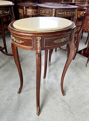 Wooden Side Table French Antique Style Coffee Table Oval Marble Top In Handmade