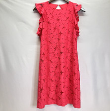 Trina Turk Womens Hot Pink Floral Lace Flutter Slv Knee Length Dress Size S
