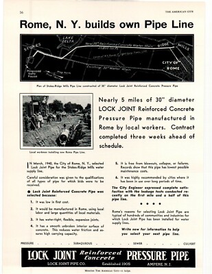 1941 ROME N.Y. BUILDS OWN PIPE LINE LOCK JOINT PIPE CO. SALES ART AD