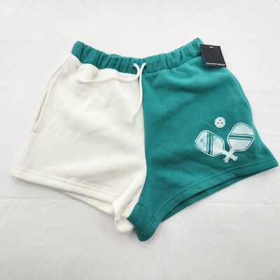 Grayson Threads Women's Size XS Lounge Sweat Fleece Shorts Green White