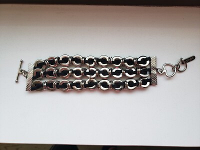 Lynx Chain Link & Suede Bracelet 7.25
