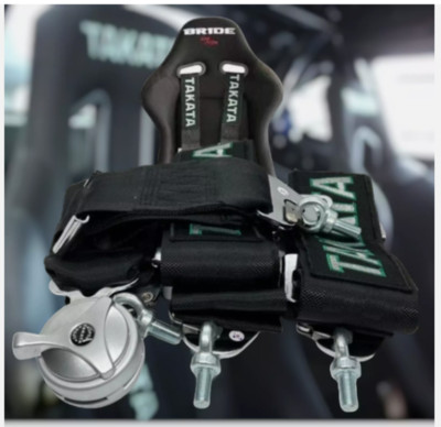 TAKATA 4 Point Snap-On 3'' With Camlock Racing Seat Belt Harness Black Free Ship