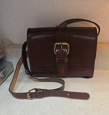Vtg Handmade Brown Leather Elegant Designer Satchel Shoulder Crossbody Bag