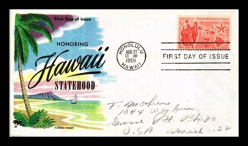 US COVER HAWAII STATEHOOD AIR MAIL FDC SCOTT C55 FLUEGEL CACHET