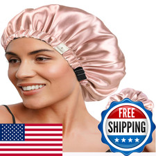 Yanibest Adjustable Silk Bonnet Double Layer Satin Bonnet Hair Bonnet For