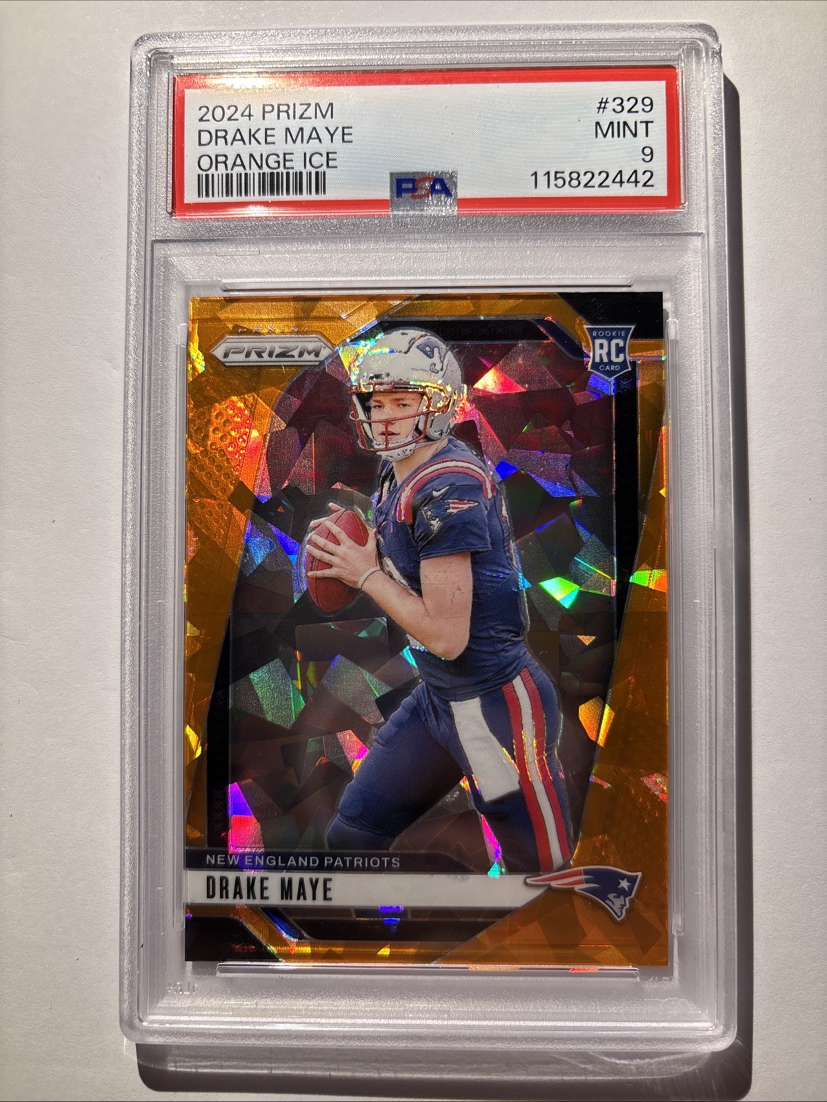 2024 PANINI PRIZM ORANGE ICE #329 DRAKE MAYE PSA 9