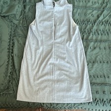 Ann Taylor Gray Knee Length A-Line Dress Mock Neck Herringbone XLP Sleeveless
