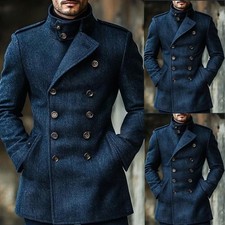 Blue Denim Men's Suit Formal Double Breasted Wedding Casual Outdoor Coat Pant