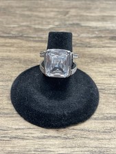 Vintage Sterling Silver .925 Cubic Zirconia Art Deco Ring Woman's Size 5.5 KG