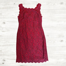 Adrianna Papell 6P Sleeveless Lace Dress Maroon Sheath