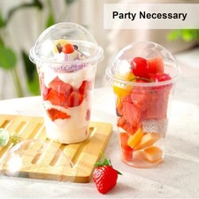 16 oz Plastic Cups With Dome Lids Disposable Ice Cold Drink Party Cup