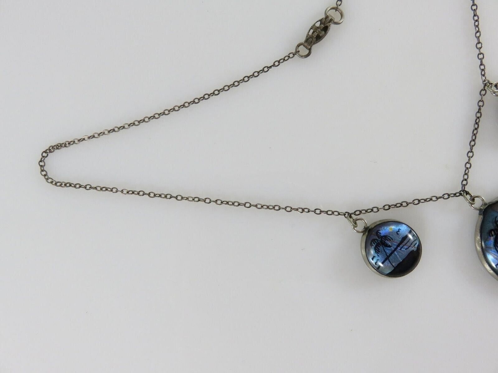 c1940 Reverse Painted Morpho Butterfly Bubble Dro… - image 3