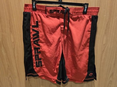 Sprawl Fight Shorts Mens Sz 36 Red & Black MMA Grappling Jiu Jitsu Wrestling