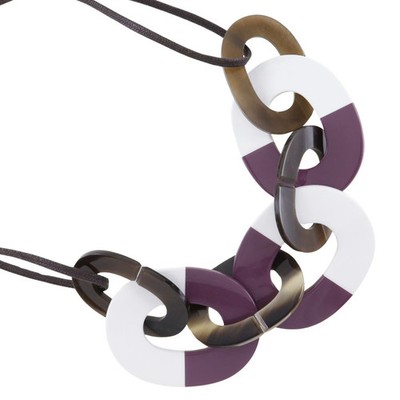 Hermes Lacquer Necklace Buffalo Horn 36G Ladies Used