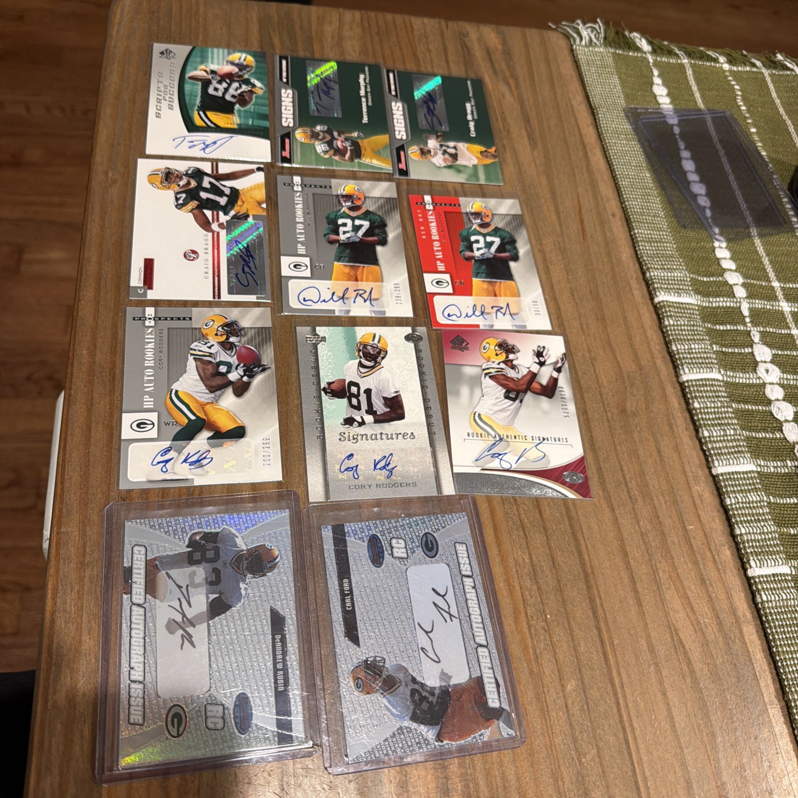 Packers 11 Card RC Auto Lot Rodgers Blackmon Murphy Ford Bragg Rubin
