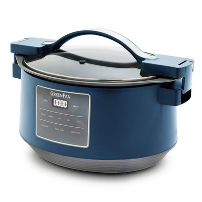 GreenPan 8 Quart Locking Lid Slow Cooker, Healthy Ceramic Nonstick, Graphite
