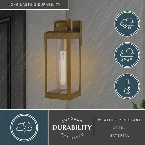 Vaxcel Lighting T0566 Kinzie 14" Tall Outdoor Wall Sconce - Brass - Picture 8 of 12