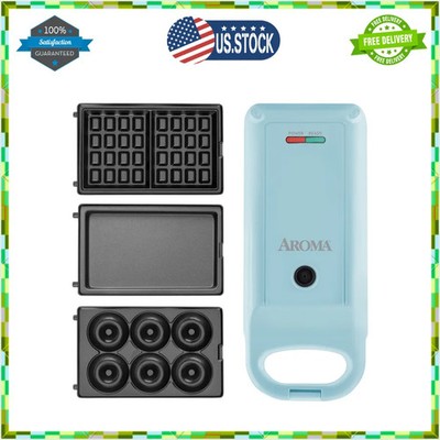 Aroma Swap and Flip Waffle Maker AWM-1220BL Blue New