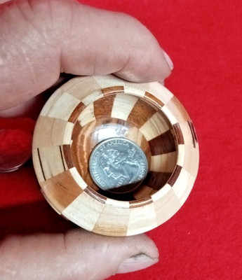  Lathe turned bowl in 2025, Cute segmented, 4 diff woods Poly finish by GLM