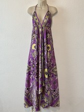 OS Purple Satin Midi Asymmetric Hem Halter Dress Boho Fairy Whimsigoth Festival