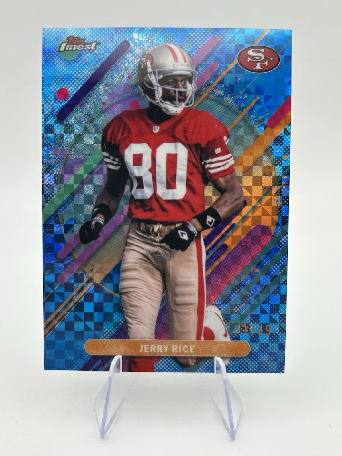 2025 Topps Finest Jerry Rice Blue Xfractor /49 49ers HOF #297 RARE