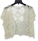 Liz Claiborne Cardigan Womens XL Ivory Lace Open Front Cottagecore Edwardian 90s
