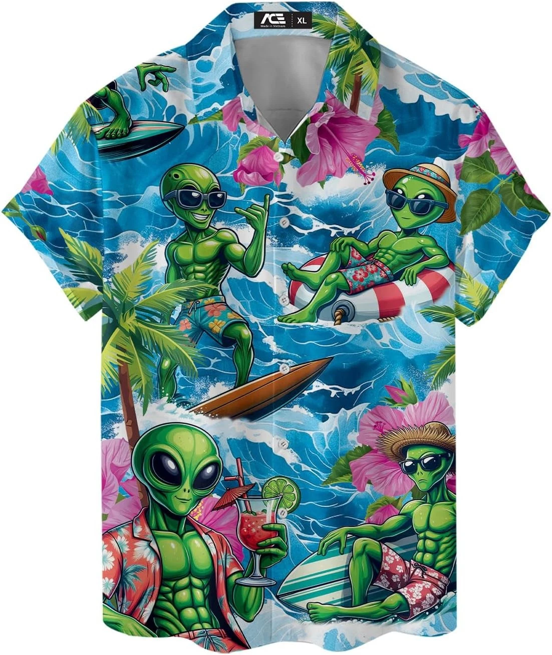Vintage Hawaiian Shirt for Men Aloha – Short Sleeve Button-Down for Rel