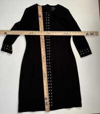 Karen Kane Black and Silver Sheath Dress 3/4 Sleeve Size Large