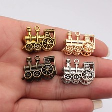 4pcs 27x21x9mm 4 Colors 3D Steam Locomotive Charms Train Pendant ef4041