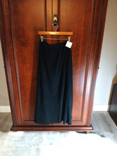 NWT MING WANG Black Maxi Stretch Knit Skirt Elastic Waist w/Side Slits