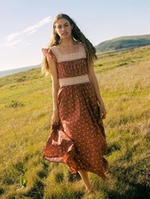Christy Dawn Polly Dress Oat Straw Red Women's M