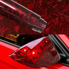 Red Forged Carbon Fiber Vinyl Wrap Self Adhesive 1ft x 10ft, High Gloss