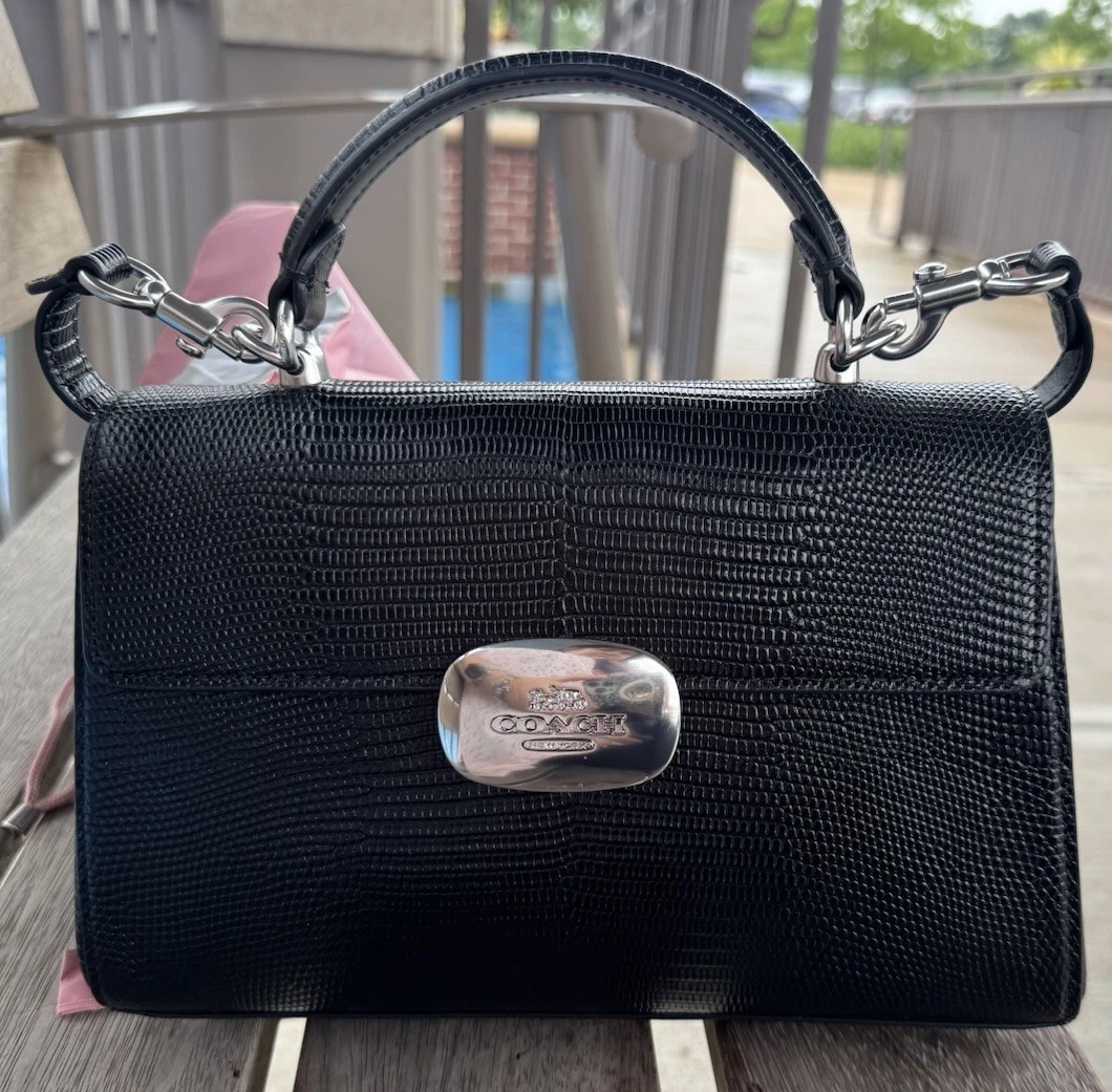 Borsa Coach $478 Manico Superiore Eliza Pelle di Vitello 10 5" L 6 75" H Autentica Nera
