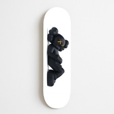 KAWS Art Theme White Skateboard Deck with Black Figure Graphic Wall Decor