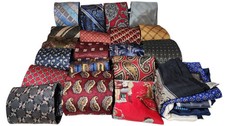 19 100 SILK Ties Assorted Brands Paisley Stripe  5 All SILK Pocket Squares Lot
