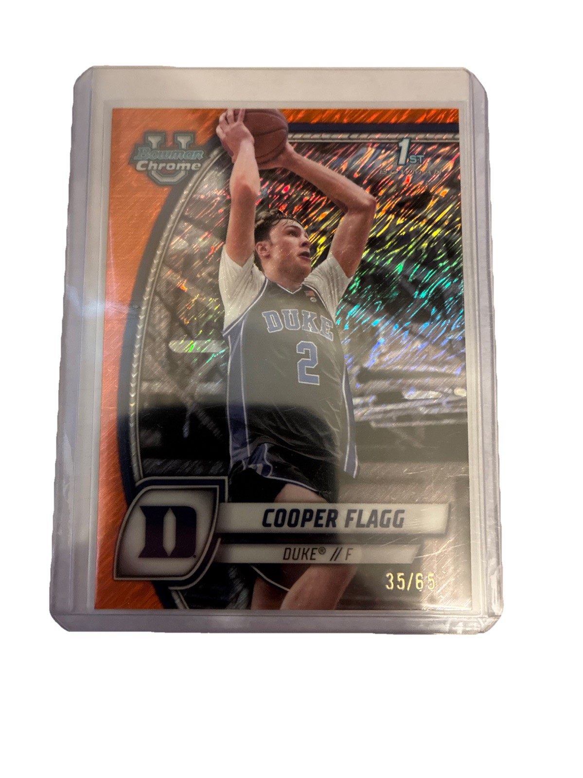 2024-25 Bowman University Chrome - Cooper Flagg #16 Orange Shimmer Refractor /65