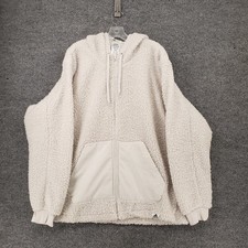 NEW Adidas Hoodie Mens XL White Full Zip Sweatshirt Sherpa Fleece Drawstring