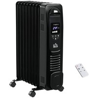 HOMCOM Oil Filled Radiator Electric Heater 3 Heat Settings Remote Control Black