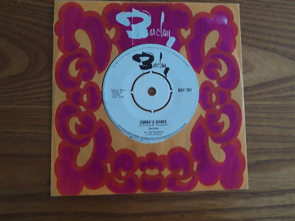 DALIDA Zorba's Dance  AFRIQUE DU SUD  SP BARCLAY BSY701 + Tri-Center  1965  EX - Image 3 of 3