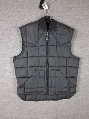 Vintage Walls Mens Jacket Medium Tall Black Goose Down Western Wear Vest