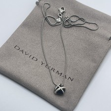 David Yurman Cable Wrap Black Onyx Diamonds Necklace 16"-17"